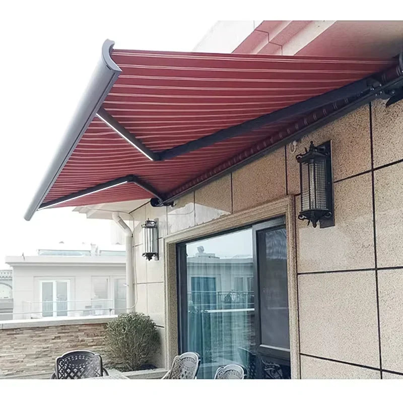 Wall-mounted electric retractable waterproof outdoor awning