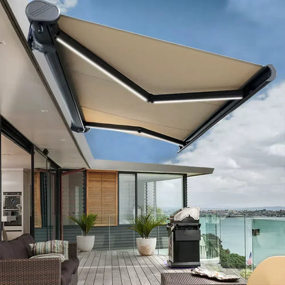 Wall-mounted electric retractable waterproof outdoor awning