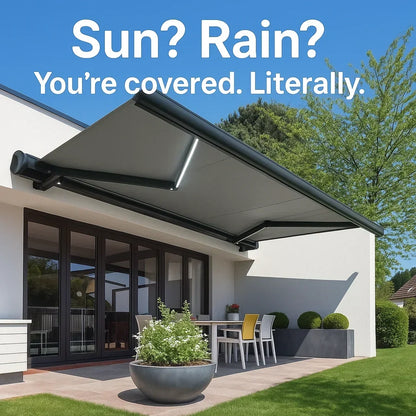 Wall-mounted electric retractable waterproof outdoor awning