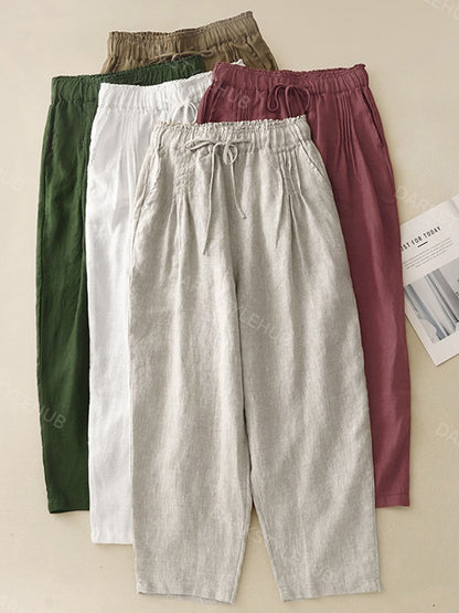 Women's Simple Solid Color Linen Blend Pants